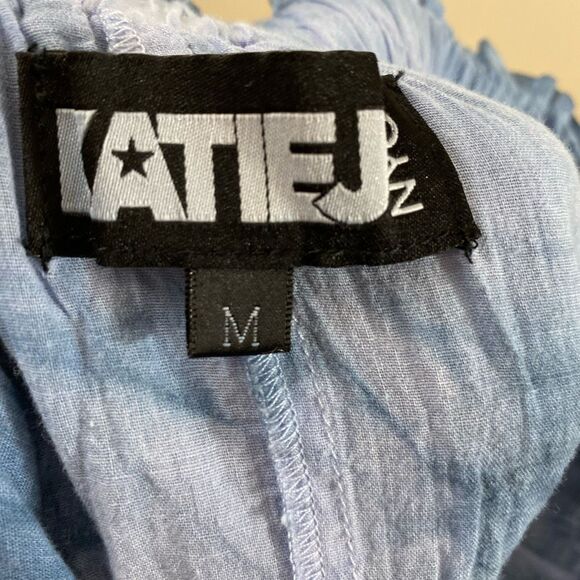 Katie J NYC Junior’s Size Medium Layered Ruffle Mini Skirt Blue Elastic Waist - Picture 6 of 6